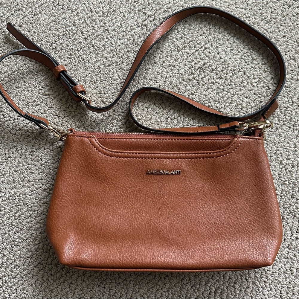 Amelie Galanti Brown Shoulder Crossbody Handbag Purse